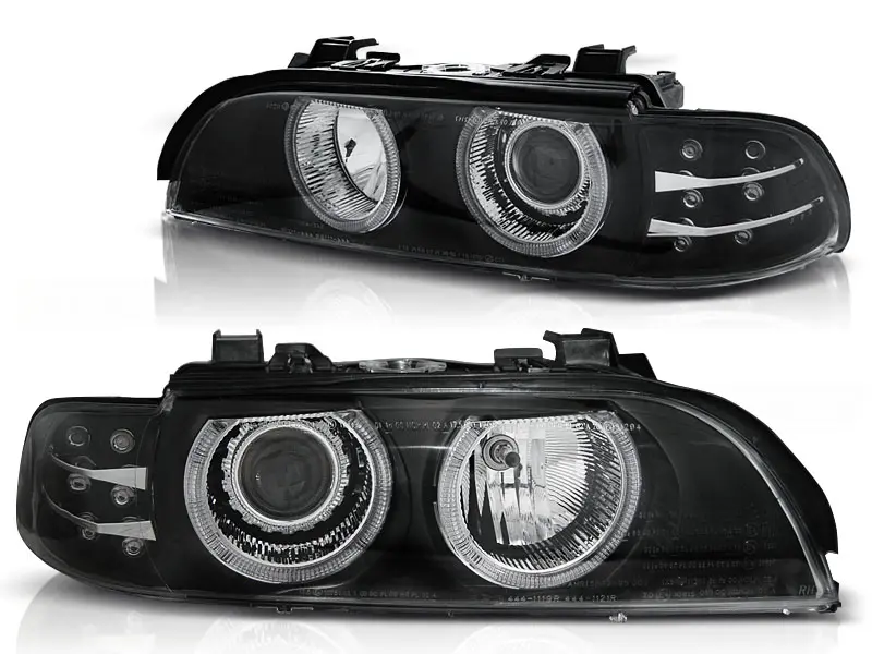 Frontlykter BMW 5 (E39) 1995-2003 ANGEL EYES BLACK LED INDICATOR – bilde 3