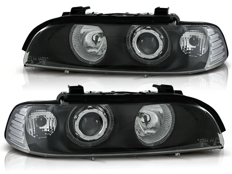 Frontlykter BMW 5 (E39) 1995-2003 ANGEL EYES BLACK – bilde 2
