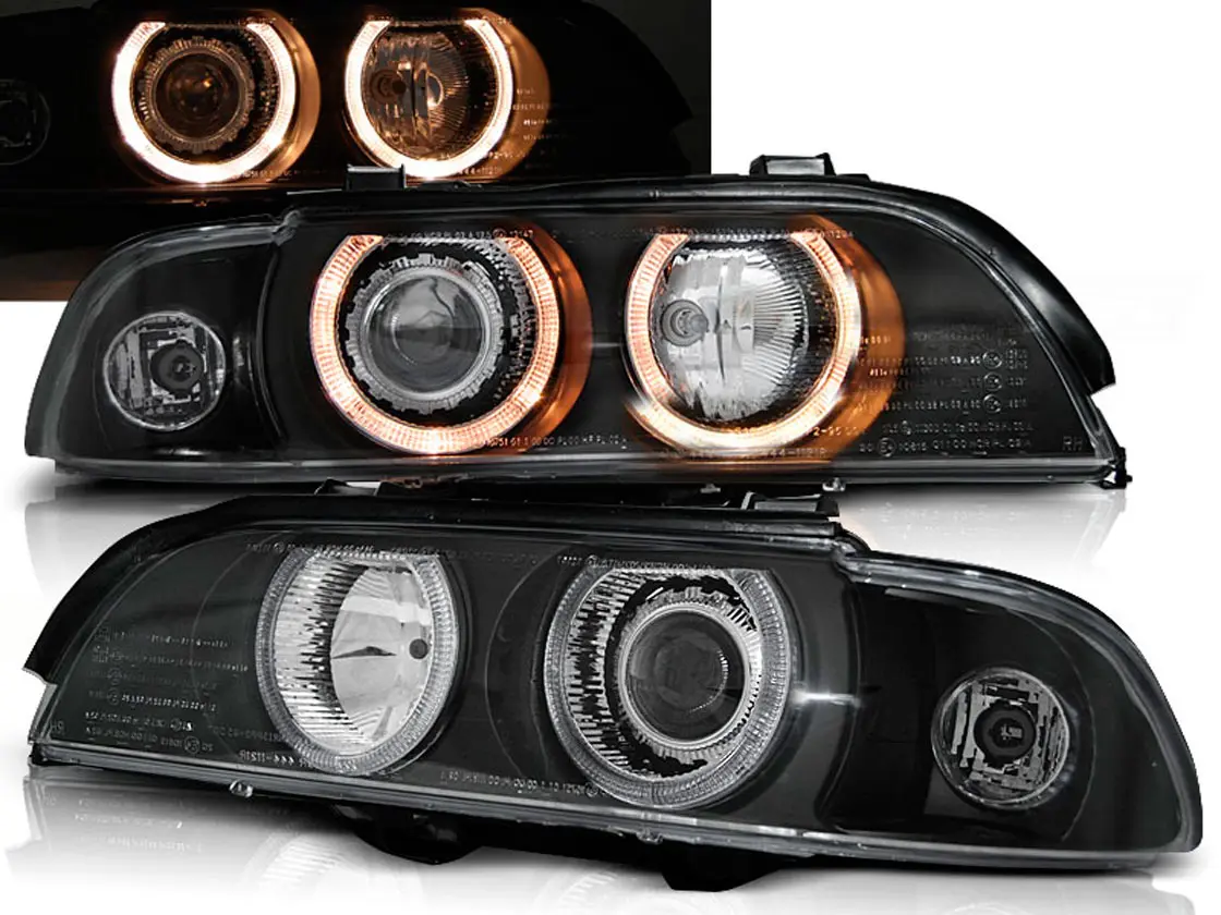 Frontlykter BMW 5 (E39) 1995-2003 ANGEL EYES BLACK
