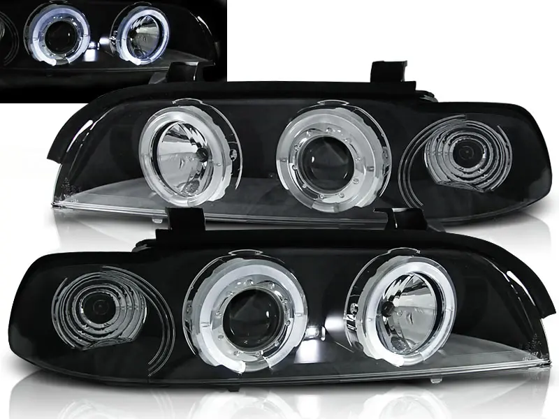 Frontlykter BMW 5 (E39) 1995-2003 ANGEL EYES BLACK
