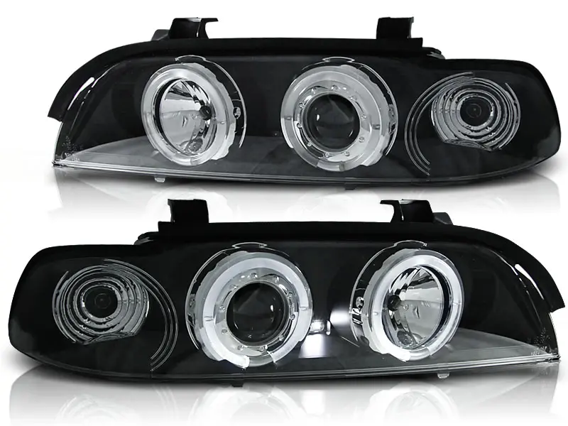 Frontlykter BMW 5 (E39) 1995-2003 ANGEL EYES BLACK – bilde 2