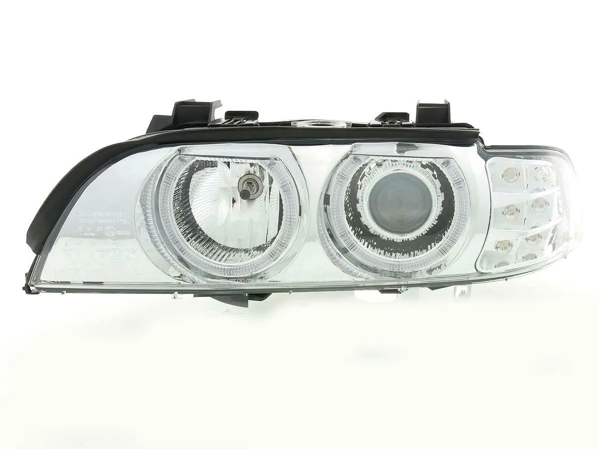Frontlykter BMW 5 (E39) 1995-2003 ANGEL EYES CHROME LED INDICATOR – bilde 2