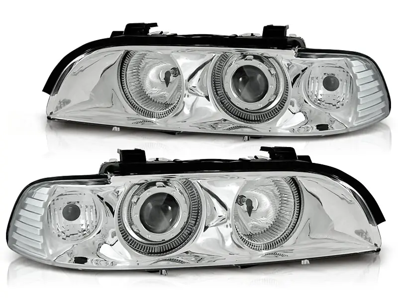 Frontlykter BMW 5 (E39) 1995-2003 ANGEL EYES CHROME – bilde 2