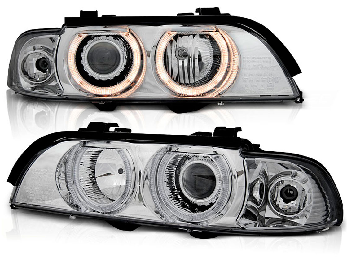 Frontlykter BMW 5 (E39) 1995-2003 ANGEL EYES CHROME