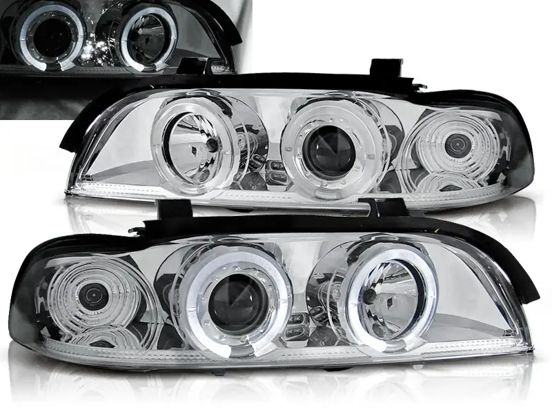 Frontlykter BMW 5 (E39) 1995-2003 ANGEL EYES CHROME