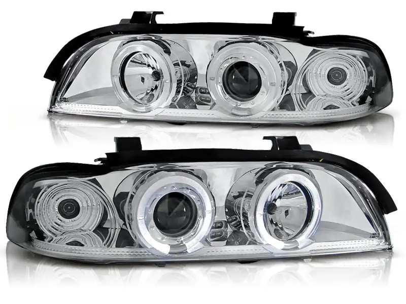 Frontlykter BMW 5 (E39) 1995-2003 ANGEL EYES CHROME – bilde 2