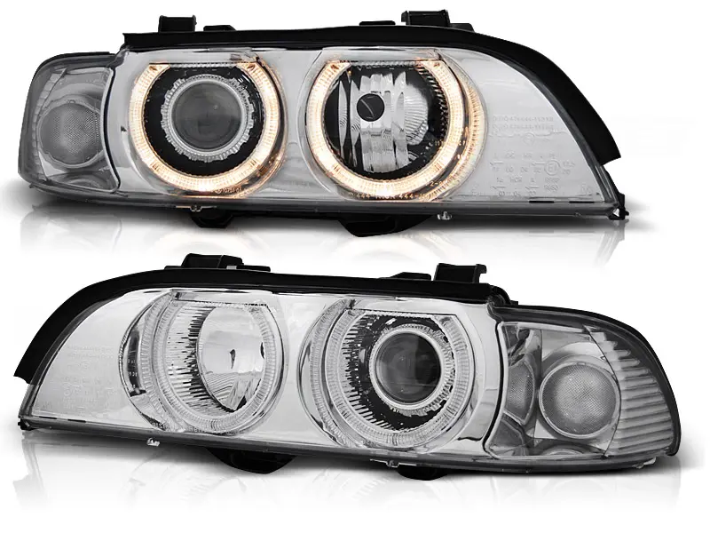 Frontlykter BMW 5 (E39) 1995-2003 ANGEL EYES CHROME – bilde 2