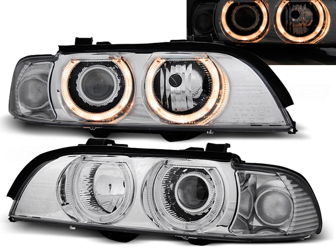 Frontlykter BMW 5 (E39) 1995-2003 XENON ANGEL EYES CHROME
