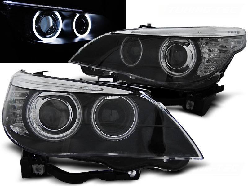 Frontlykter BMW 5 (E60/E61) 2003-2004 XENON D2S ANGEL EYES CCFL BLACK Image 1