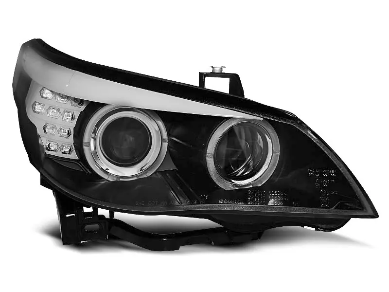 Frontlykter BMW 5 (E60/E61) 2003 - 2007 │ Angel Eyes Black LED Indicator – bilde 9