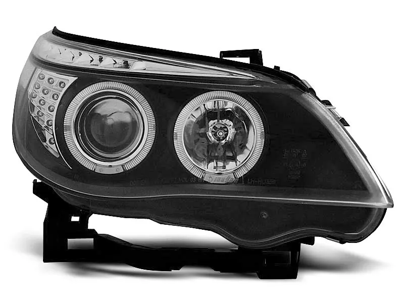 Frontlykter BMW 5 (E60/E61) 2003-2007 | Angel Eyes Black LED Indicator - sett 2 stk. – bilde 3