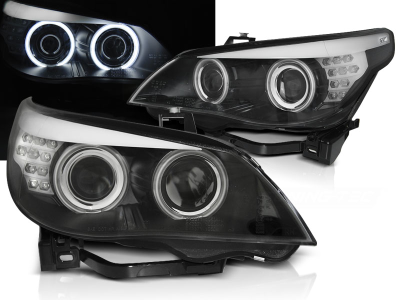 Frontlykter BMW 5 (E60/E61) 2003 - 2007 │ Angel Eyes CCFL Black LED Indicator
