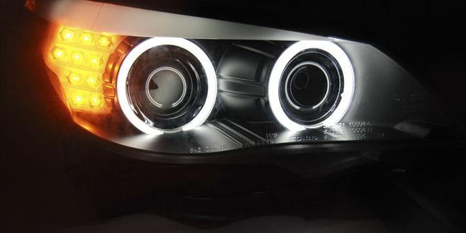 Frontlykter BMW 5 (E60/E61) 2003 - 2007 │ Angel Eyes CCFL Black LED Indicator – bilde 3