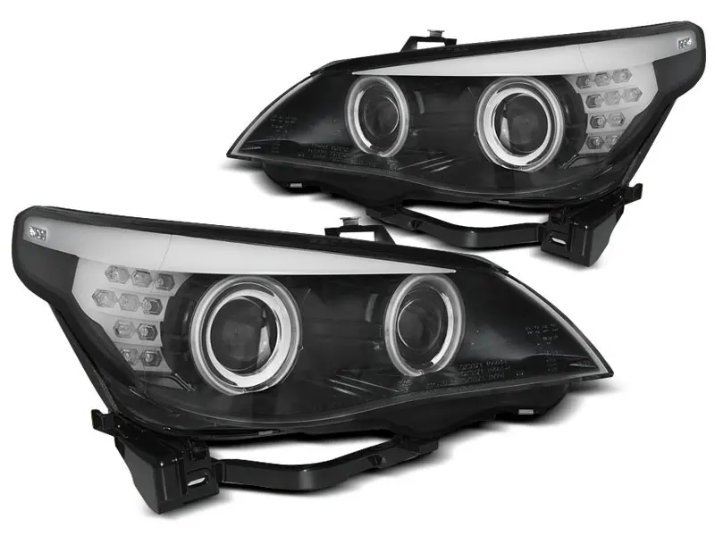 Frontlykter BMW 5 (E60/E61) 2003 - 2007 │ Angel Eyes CCFL Black LED Indicator – bilde 6