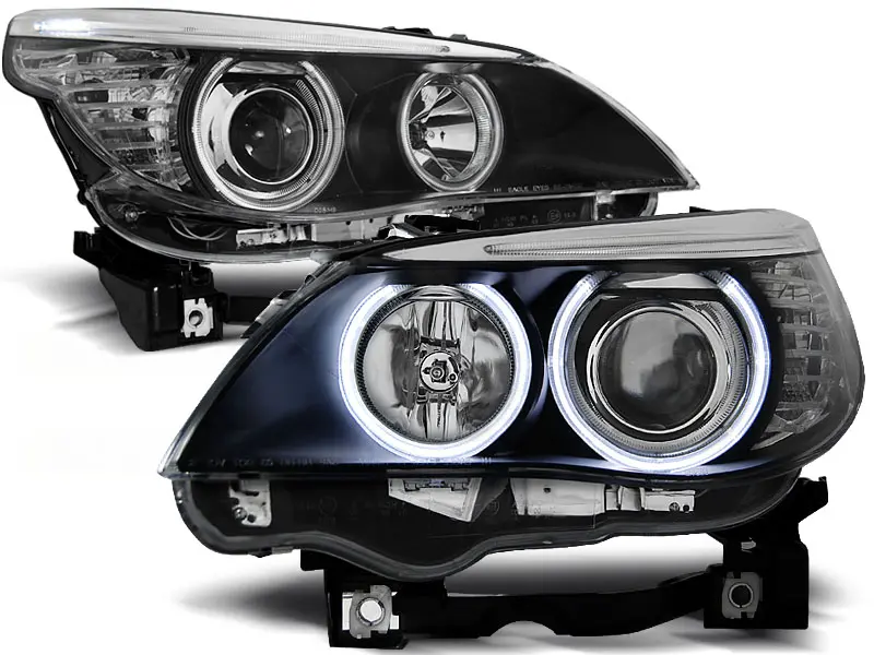 Frontlykter BMW 5 (E60/E61) 2003-2007 ANGEL EYES CCFL BLACK – bilde 2