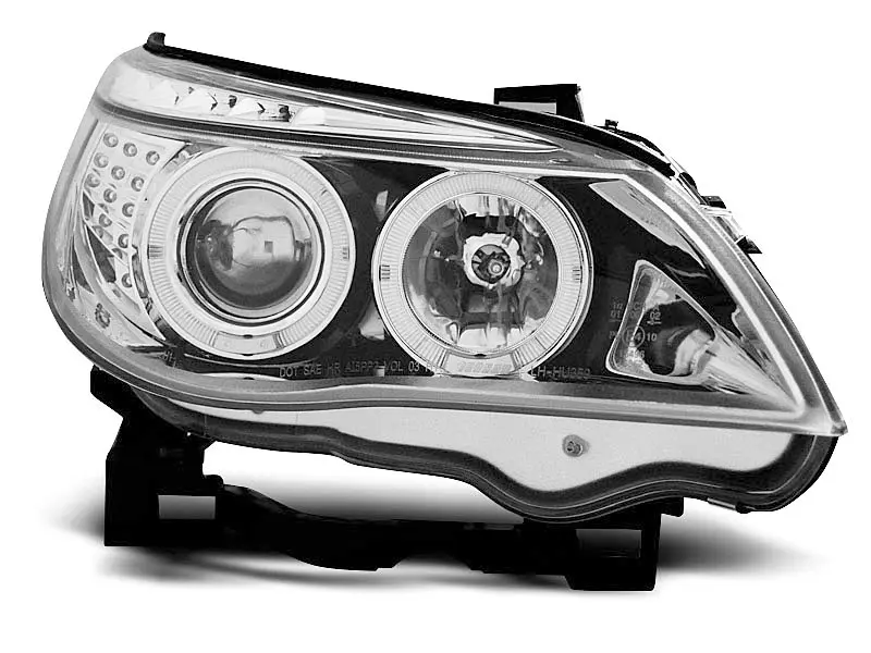 Frontlykter BMW 5 (E60/E61) 2003-2007 ANGEL EYES CHROME LED INDICATOR – bilde 2