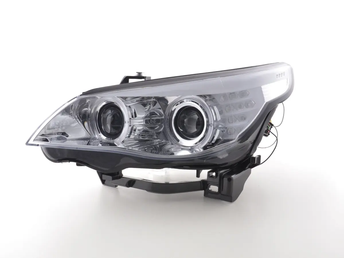 Frontlykter BMW 5 (E60/E61) 2003-2007 ANGEL EYES CHROME LED INDICATOR  – bilde 3