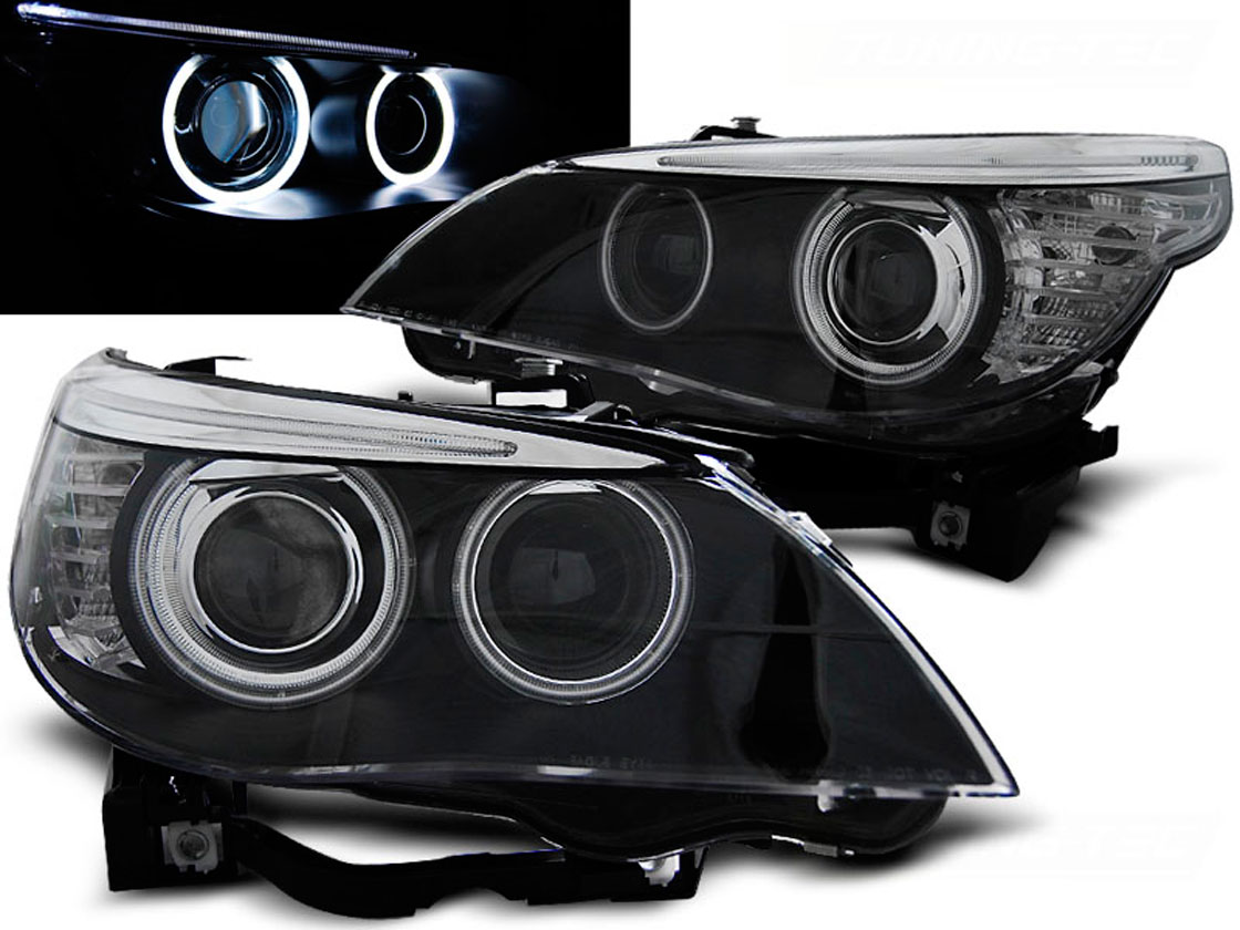 Frontlykter BMW 5 (E60/E61) 2005-2007 XENON D1S ANGEL EYES CCFL BLACK – bilde 2