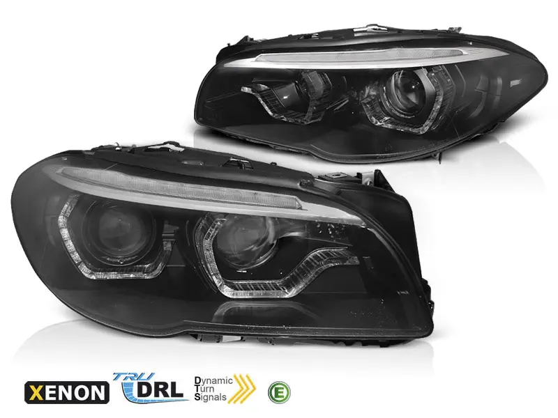 Frontlykter BMW 5 (F10 / F11) 2010 - 2013 │ Xenon Angel Eyes LED DRL Black SEQ Image 3