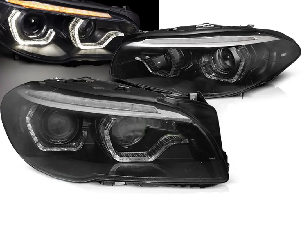 Frontlykter BMW 5 (F10 / F11) 2010 - 2013 │ Xenon Angel Eyes LED DRL Black SEQ Image 4