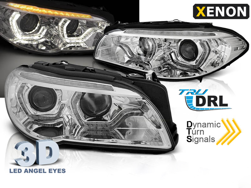 Frontlykter BMW 5 (F10/F11) 2010 - 2013 │ XENON ANGEL EYES LED DRL CHROME SEQ