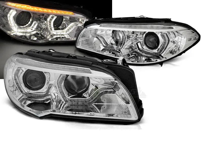 Frontlykter BMW 5 (F10/F11) Facelift 2013 - 2017 │ XENON ANGEL EYES LED DRL CHROME SEQ
