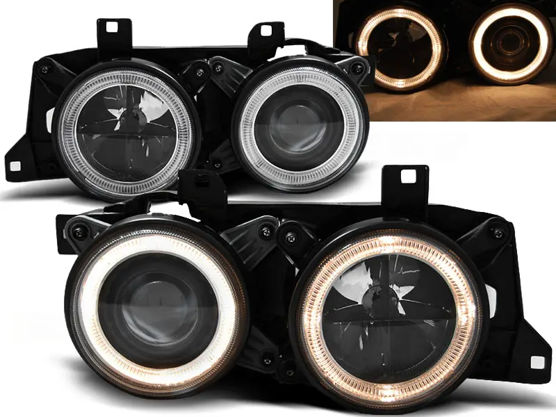 Frontlykter BMW 7 (E32) / BMW 5 (E34) ANGEL EYES BLACK