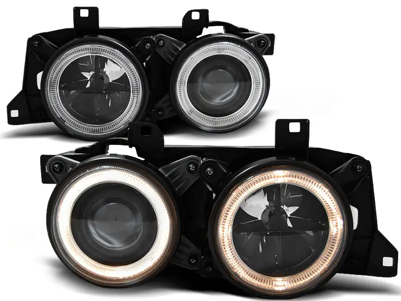 Frontlykter BMW 7 (E32) / BMW 5 (E34) ANGEL EYES BLACK – bilde 3