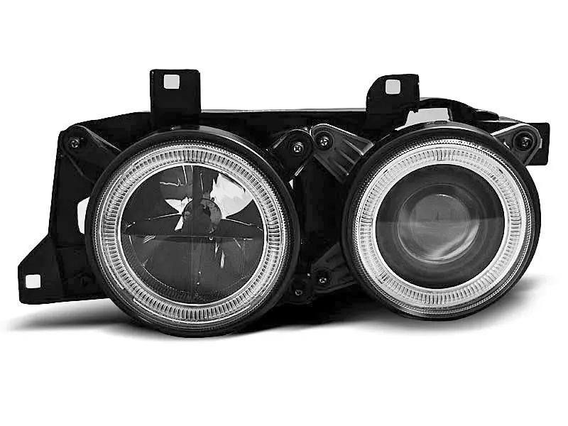 Frontlykter BMW 7 (E32) / BMW 5 (E34) ANGEL EYES BLACK – bilde 4