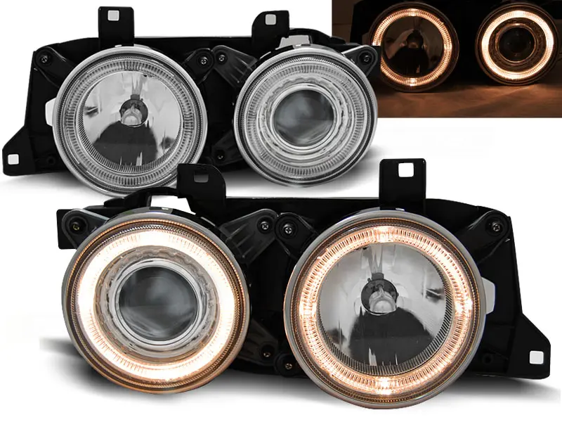 Frontlykter BMW 7 (E32) / BMW 5 (E34) ANGEL EYES CHROME