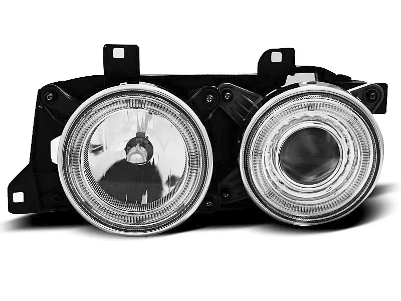 Frontlykter BMW 7 (E32) / BMW 5 (E34) ANGEL EYES CHROME – bilde 3