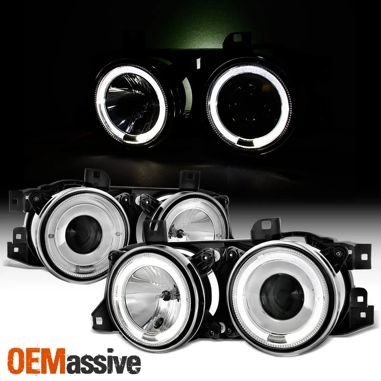 Frontlykter BMW 7 (E32) / BMW 5 (E34) ANGEL EYES CHROME