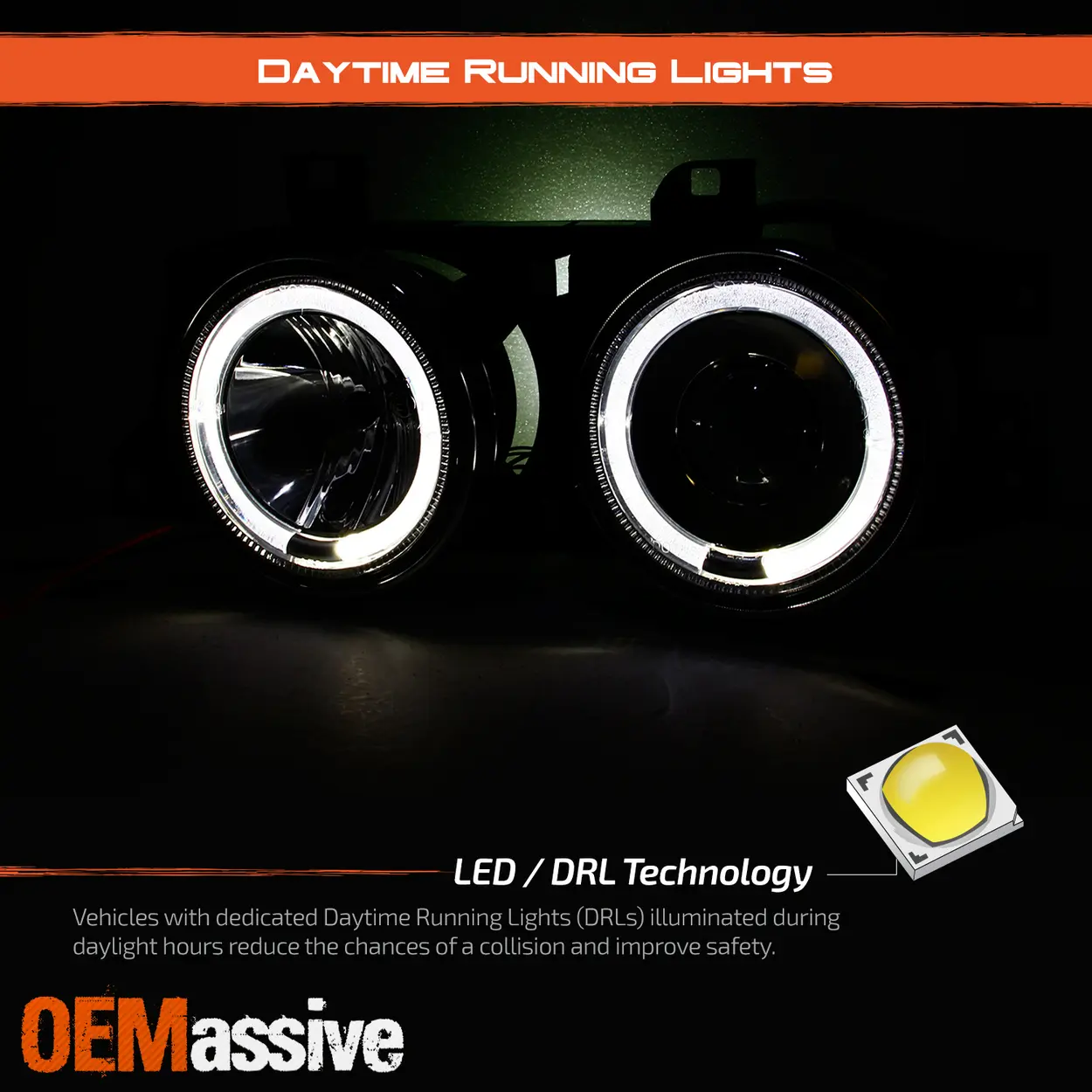 Frontlykter BMW 7 (E32) / BMW 5 (E34) ANGEL EYES CHROME – bilde 3
