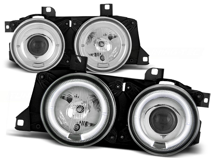 Frontlykter BMW 7 (E32) / BMW 5 (E34) ANGEL EYES CHROME – bilde 4