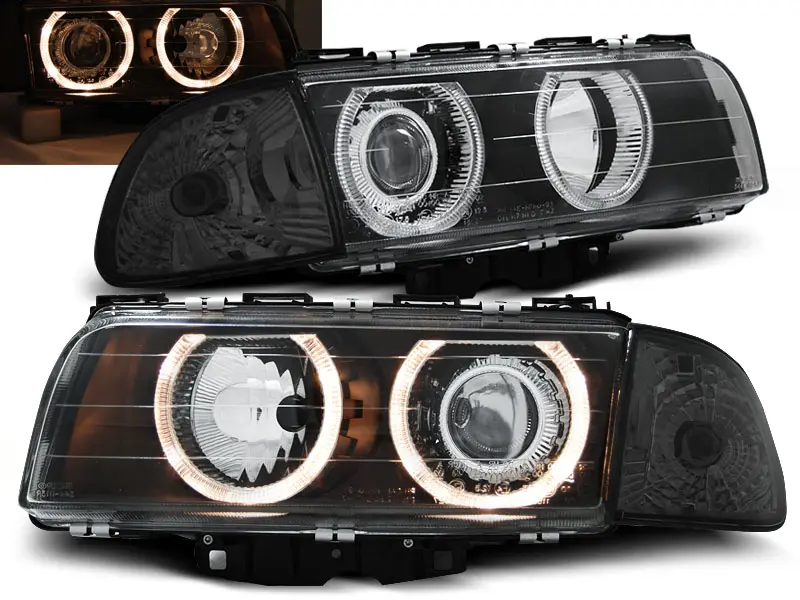 Frontlykter BMW 7 (E38) 1994-1998 ANGEL EYES BLACK