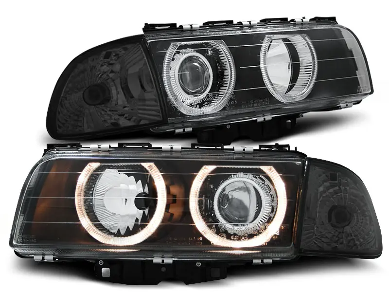 Frontlykter BMW 7 (E38) 1994-1998 ANGEL EYES BLACK – bilde 2