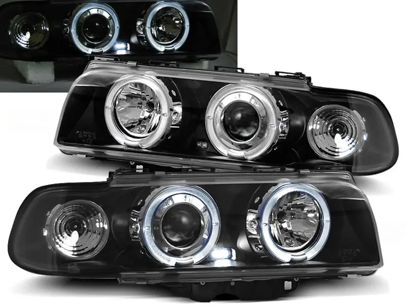 Frontlykter BMW 7 (E38) 1994-1998 ANGEL EYES BLACK