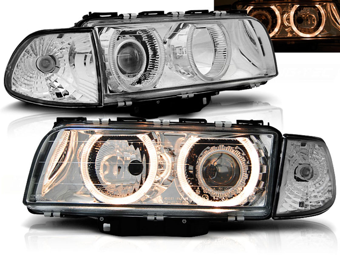 Frontlykter BMW 7 (E38) 1994-1998 ANGEL EYES CHROME