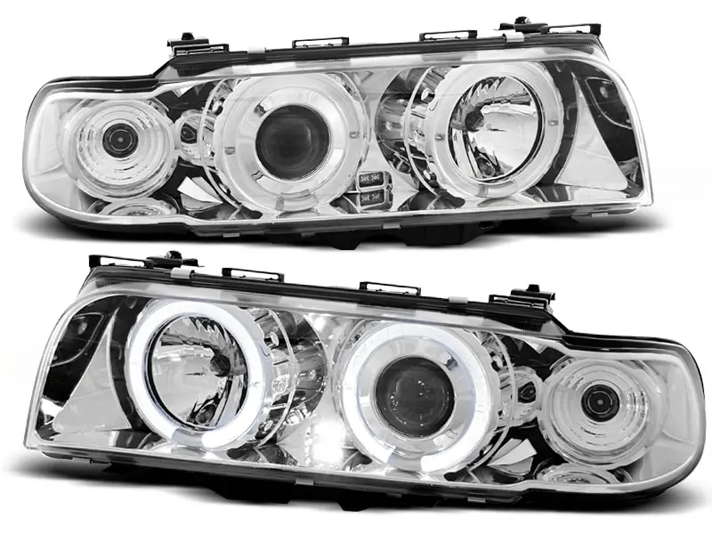 Frontlykter BMW 7 (E38) 1994-1998 ANGEL EYES CHROME – bilde 2
