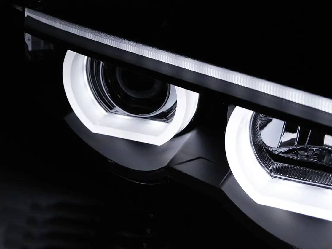 Frontlykter BMW 7 (E38) 1994-2001 ANGEL EYES LED 3D BLACK – bilde 2
