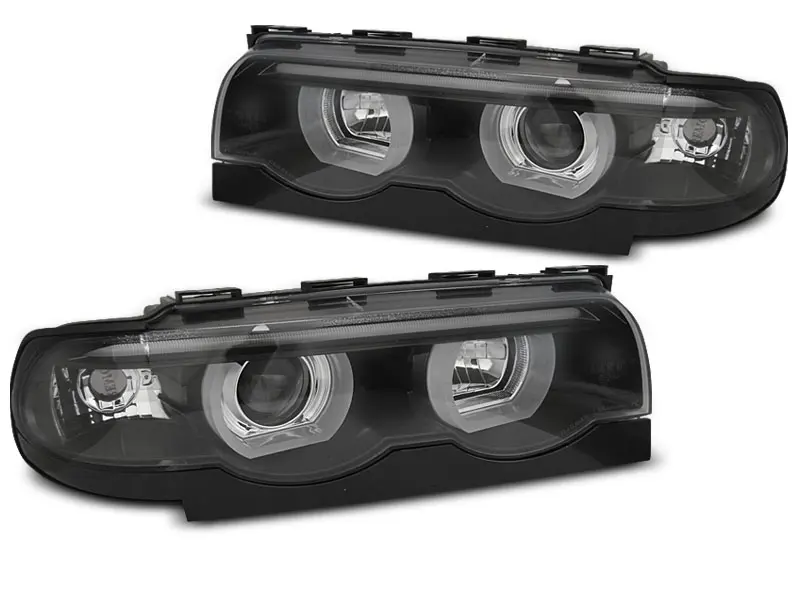 Frontlykter BMW 7 (E38) 1994-2001 ANGEL EYES LED 3D BLACK – bilde 5