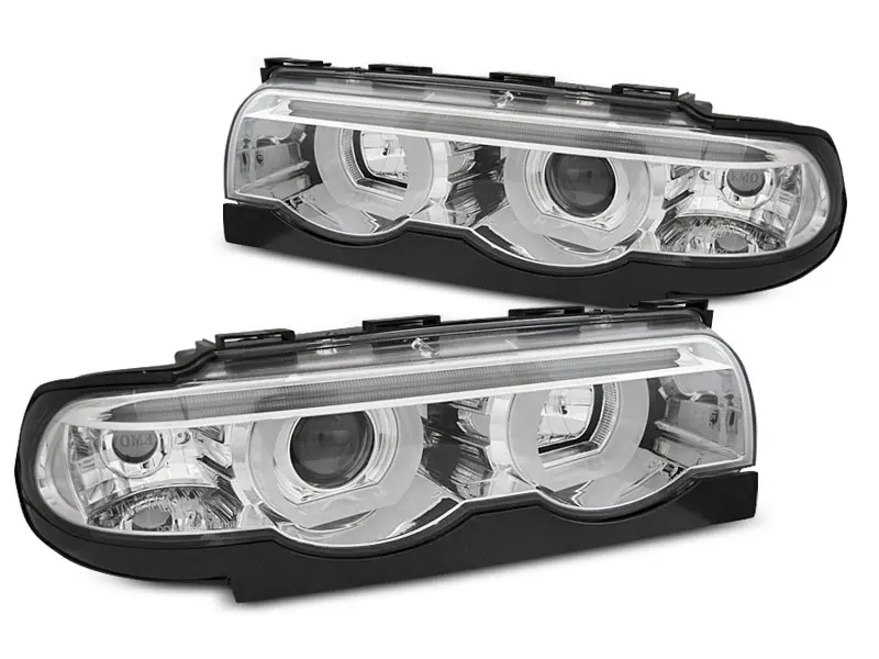 Frontlykter BMW 7 (E38) 1994-2001 ANGEL EYES LED 3D CHROME – bilde 5