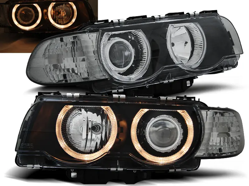 Frontlykter BMW 7 (E38) 1998-2001 ANGEL EYES BLACK