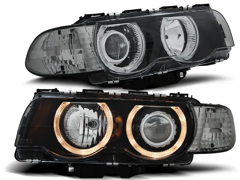 Frontlykter BMW 7 (E38) 1998-2001 ANGEL EYES BLACK – bilde 2