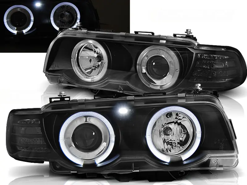 Frontlykter BMW 7 (E38) 1998-2001 ANGEL EYES BLACK