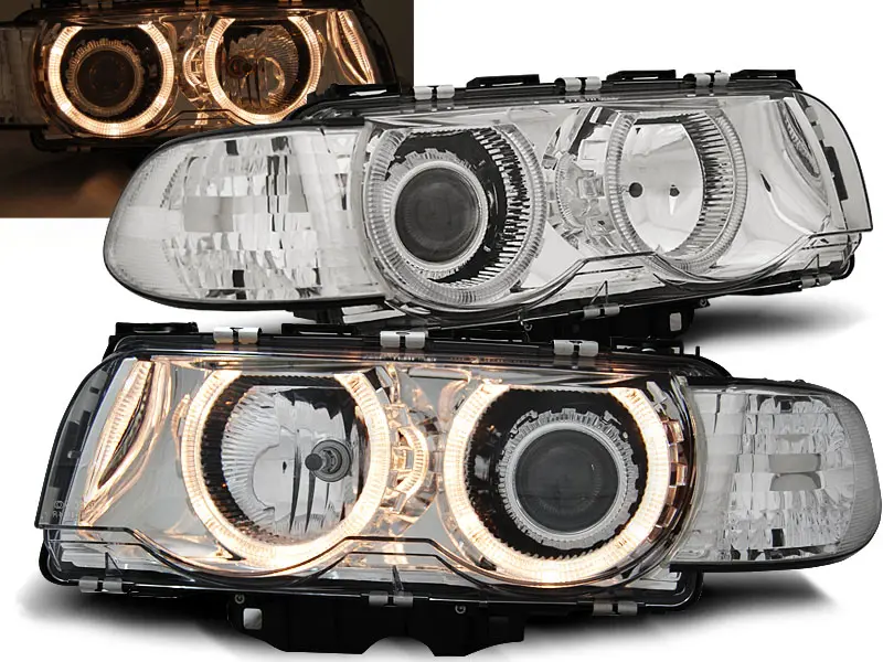 Frontlykter BMW 7 (E38) 1998-2001 ANGEL EYES CHROME