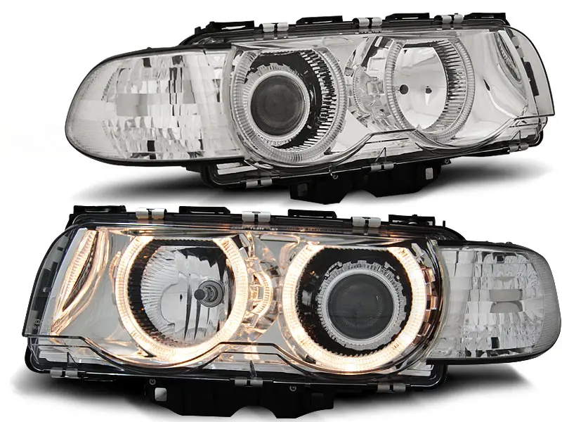 Frontlykter BMW 7 (E38) 1998-2001 ANGEL EYES CHROME – bilde 2
