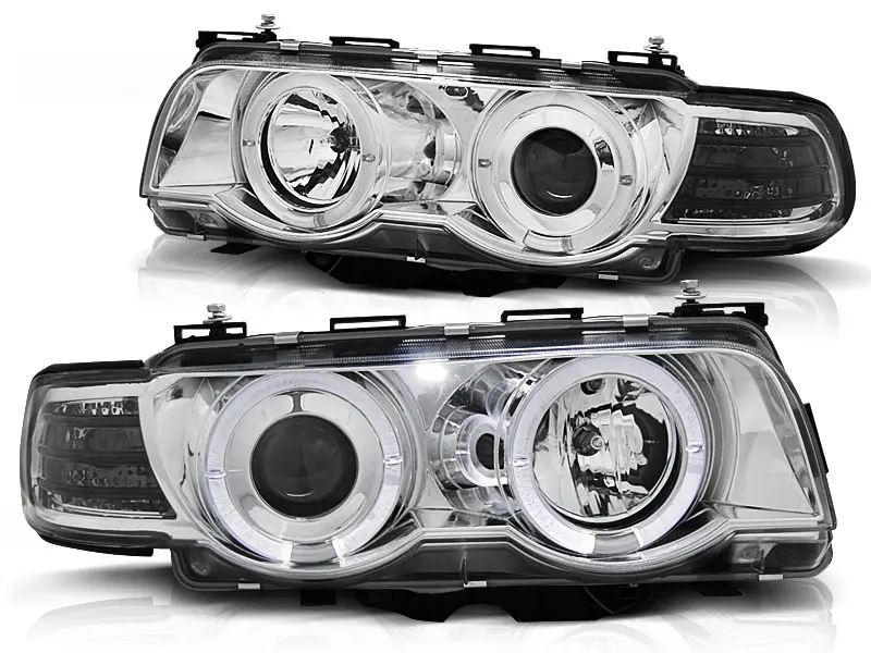Frontlykter BMW 7 (E38) 1998-2001 ANGEL EYES CHROME – bilde 2