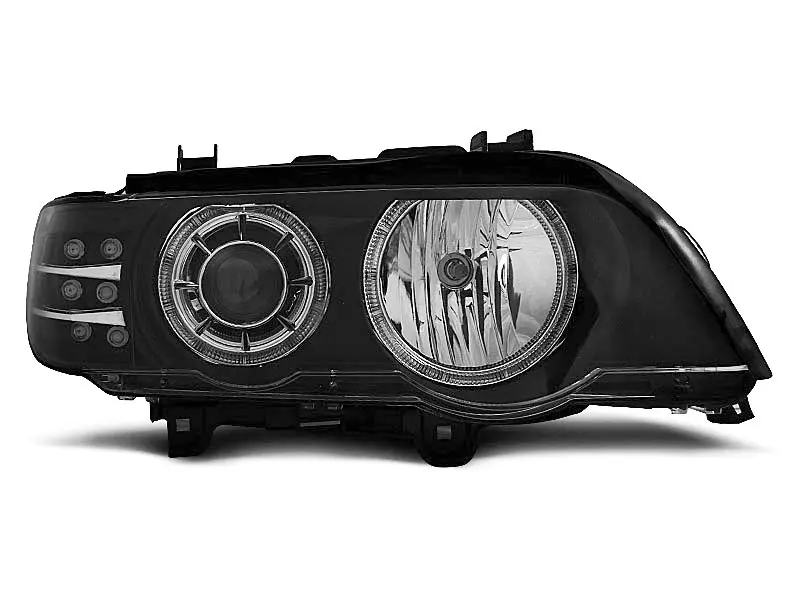 Frontlykter BMW X5 (E53) 1999 - 2003 | ANGEL EYES BLACK LED INDICATOR – bilde 2