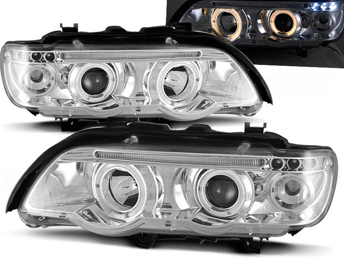 Frontlykter BMW X5 (E53) 1999 - 2003 | ANGEL EYES CHROME